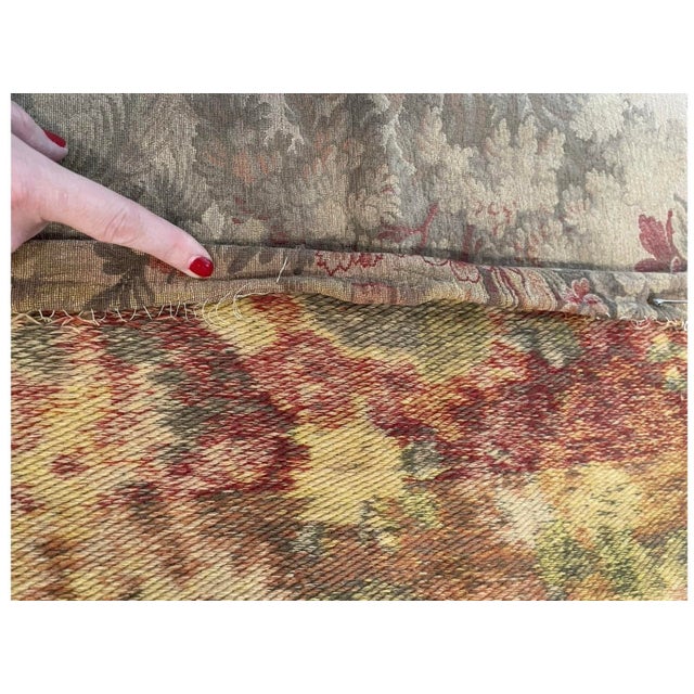 1910s Vintage Wall Hanging Vintage French Woven Garden Floral Scene Tapestry For Sale - Image 5 of 12