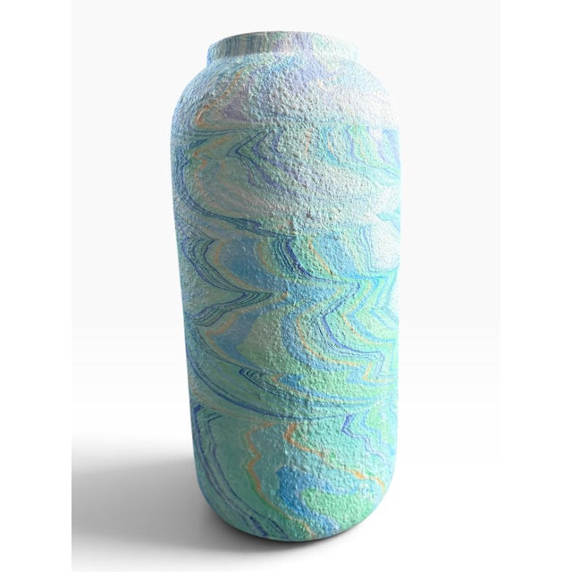 Coastal Late 20th Century DwellStudio Textured Aqua & Turquoise Decorative Vase For Sale - Image 3 of 5