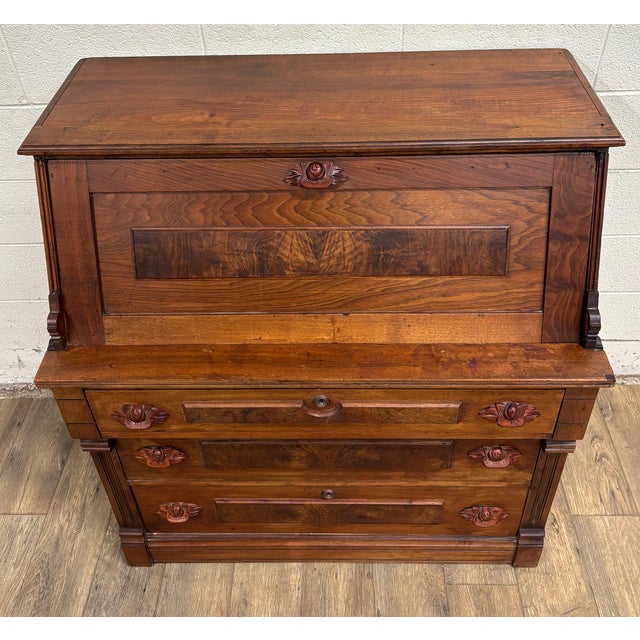 Antique Victorian Eastlake Secretary Desk Chest of Drawers For Sale In Kansas City - Image 6 of 17