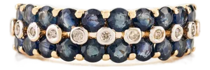 1.85Ct Blue Sapphire & Diamond Band Ring Size 7 in 14k Yellow Gold Jewelry Gifts