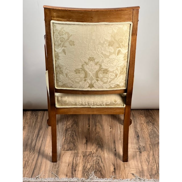 Antique French Directoire Style Fauteuil Open Arm Chair in Sapelle Mahogany C. Late 19th Century For Sale - Image 10 of 10