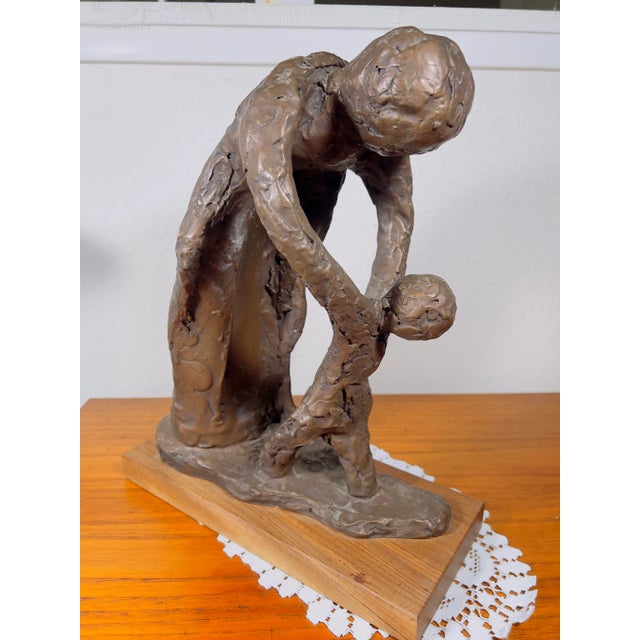 Bronze “Adult and Child” Modern Abstract Figurative Sculpture by Peter Lipman-Wulf 1965 For Sale - Image 8 of 12