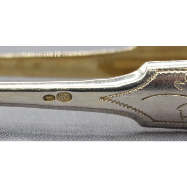 Early 20th Century Circa 1924-39 Estonian 875 Standard Silver Tongs With Gold-Washed Interior For Sale - Image 5 of 9