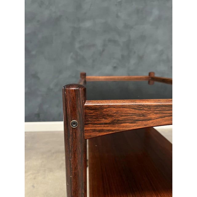 Wood Rosewood Rolling Cart with Black Formica Top, 1960s For Sale - Image 7 of 9