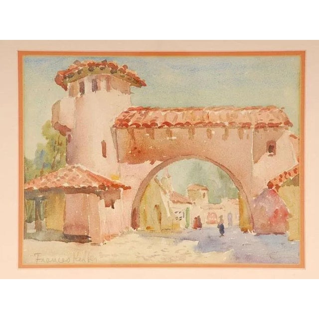 American 1920s Spanish Village Watercolor Painting by Frances Keffer, Framed For Sale - Image 3 of 10