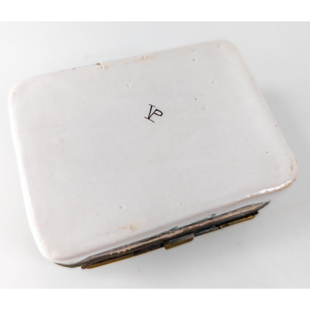 19th Century French Rouen Faience Trinket Box With Green Floral Decoration For Sale - Image 12 of 12