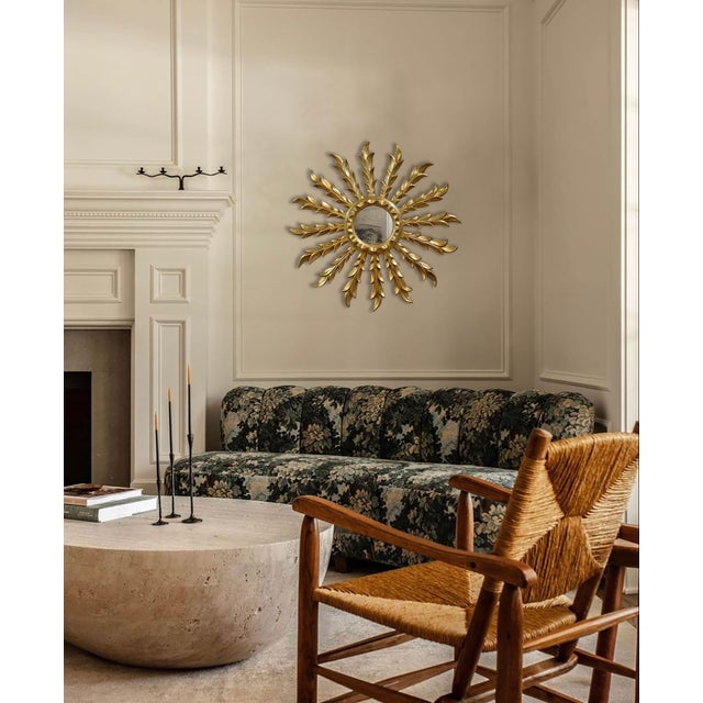 Mid-Century Modern 20th Century Sunburst Golden Mirror For Sale - Image 3 of 8