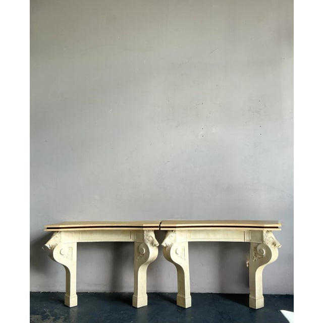 Vintage Regency Plaster Over Wood Boar Console Table - A Pair For Sale - Image 4 of 8