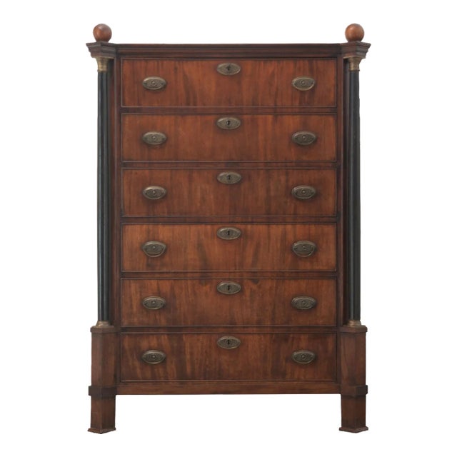 19th Century Dutch Empire Style Tall Chest of Drawers For Sale