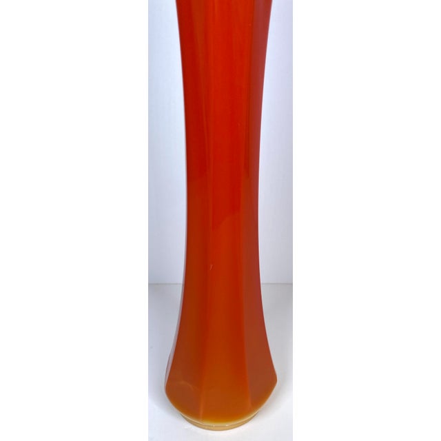 Pair of Bright Orange l.e. Smith Bittersweet Vases For Sale - Image 11 of 14