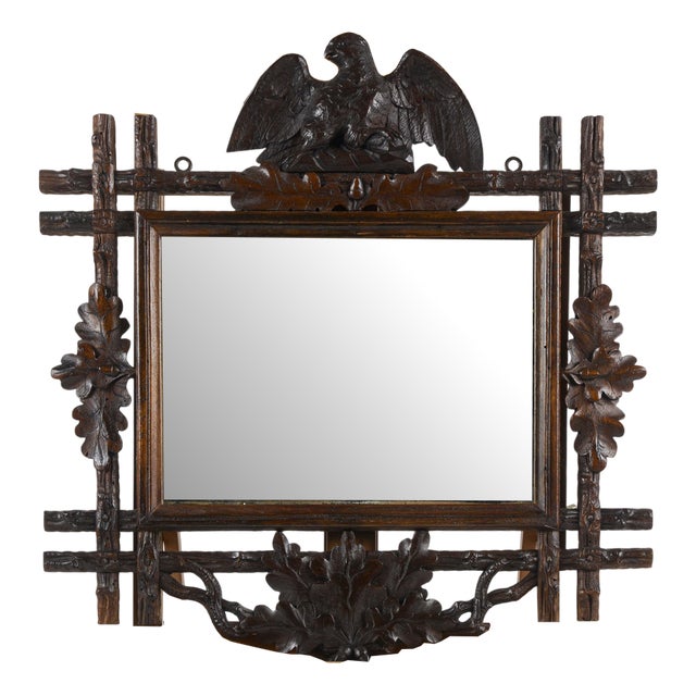 20th Century Mirror in Wood Carved with Eagle and Oak Leaves, Italy For Sale