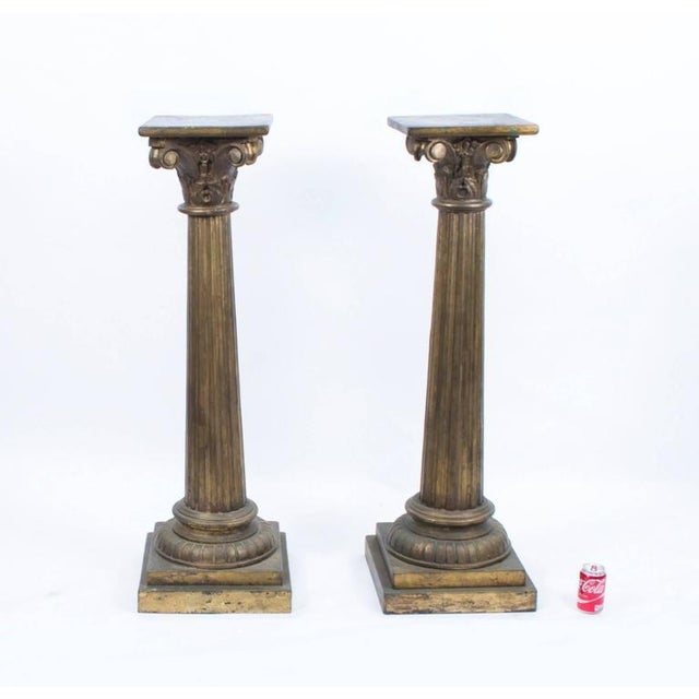 Brown Victorian Corinthian Column Pedestals, Set of 2 For Sale - Image 8 of 10