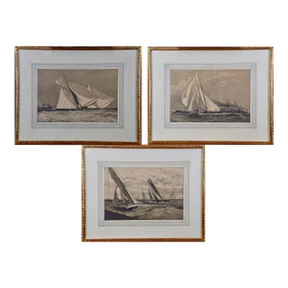 Three Engravings Depicting Sailing Yachts Competing in 1885 America's Cup Trials, 1885 For Sale