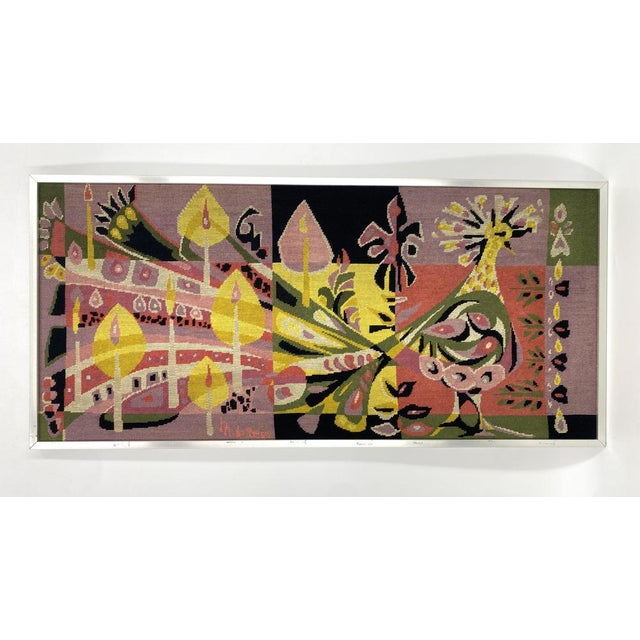 Wool Oiseau de Feu Tapestry by Michèle Van Hout Le Beau for Atelier d'Art Contemporain La Lice, France, 1960s For Sale - Image 6 of 12