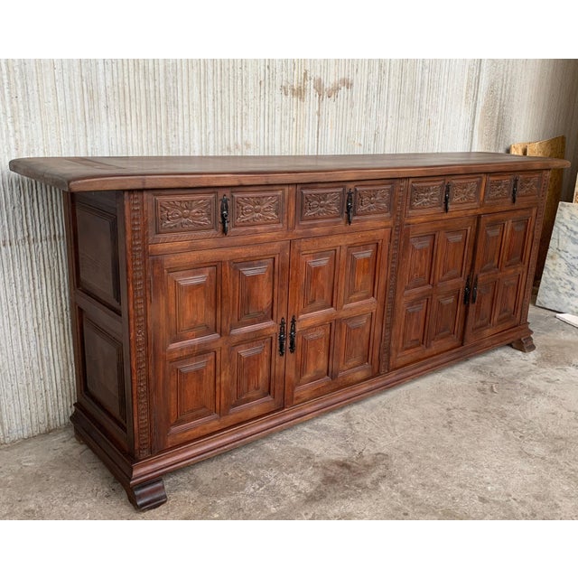 Baroque Early 20th Large Stepback Cupboard with Four Drawers and Doors For Sale - Image 3 of 18