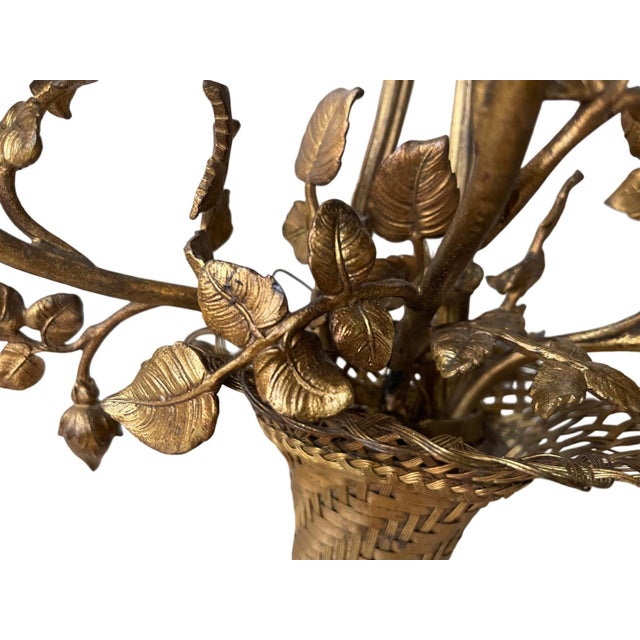 French Gilt-Bronze Three-Light Wall Sconces, 1950s, Set of 2 For Sale - Image 3 of 7