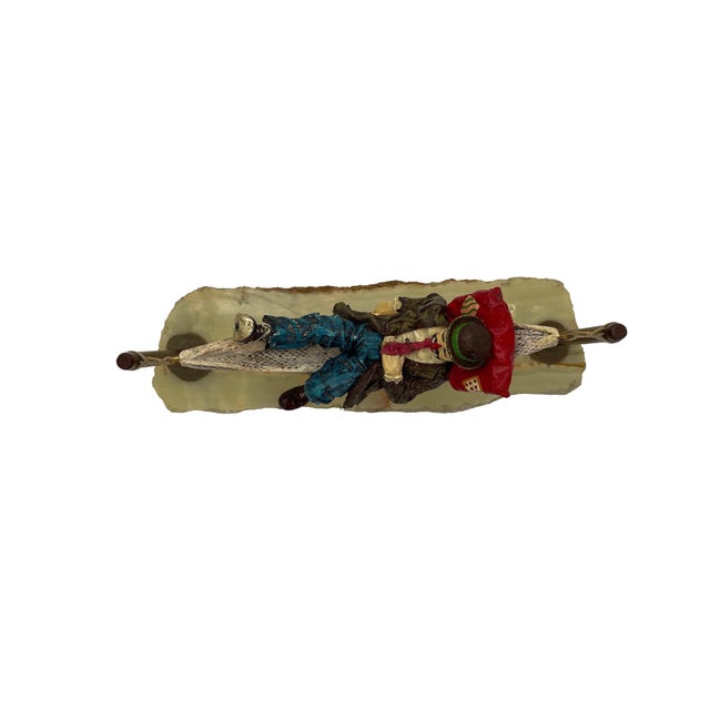 Signed Ron Lee Hobo Clown Resting in Hammock Sculpture on Natural Onyx Base, 1988 For Sale - Image 10 of 18