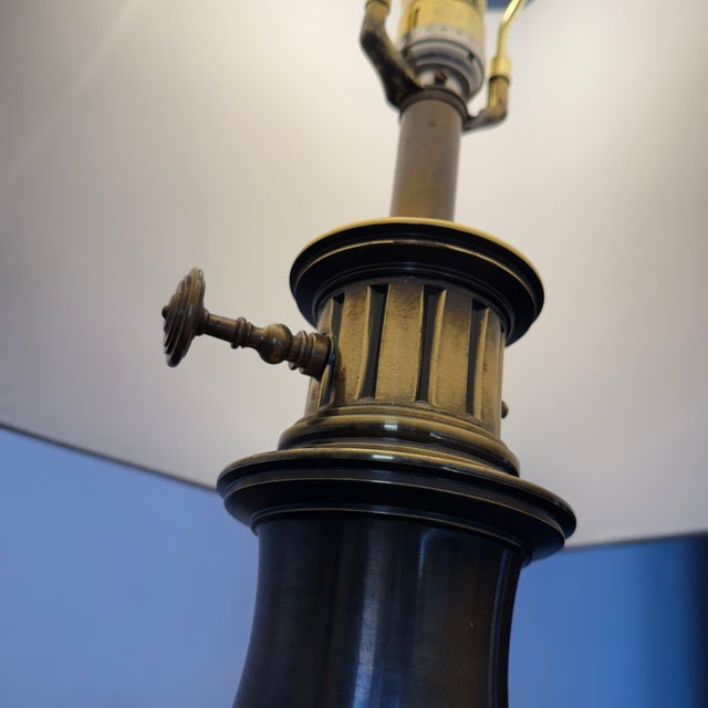 Vintage Stiffel Turned Brass Table Lamp For Sale - Image 11 of 12