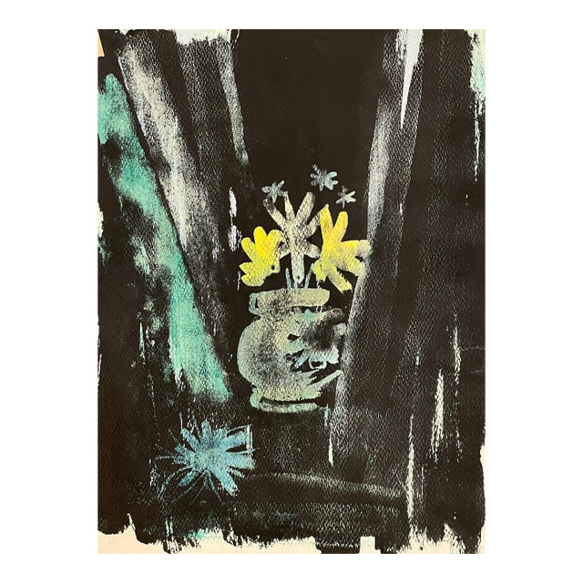 1950s Robert Colborne Floral Mood Century Painting For Sale