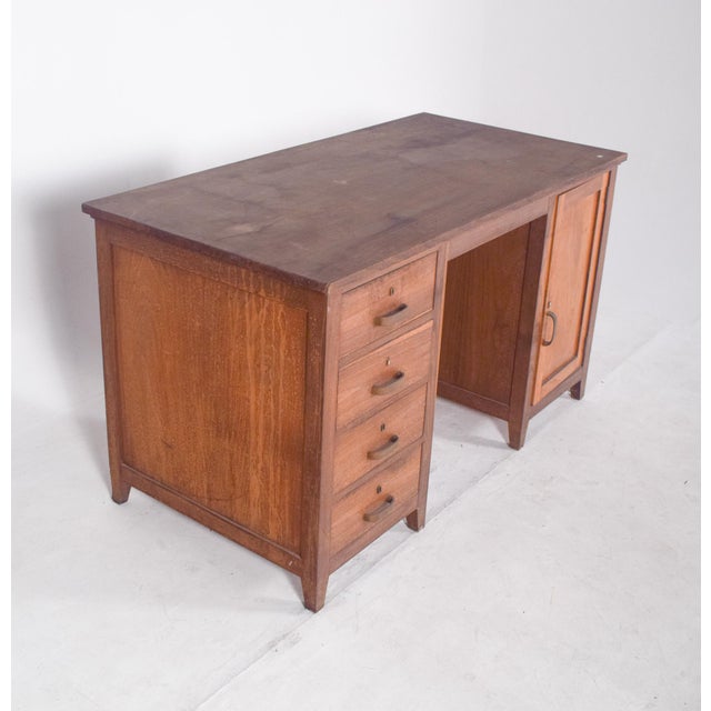 Mid-Century Portuguese Desk in Oak from Olaio, 1950s For Sale - Image 12 of 13