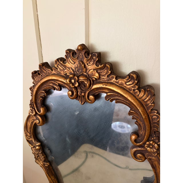 Pair of Italian Rococo Giltwood Mirrors With Antiqued Glass For Sale - Image 9 of 14