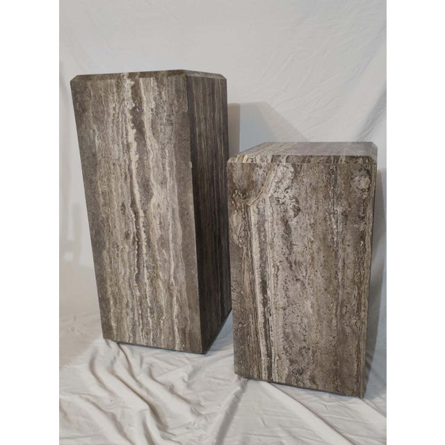Stunning Pair of Travertine Pedestals For Sale In Portland, OR - Image 6 of 9