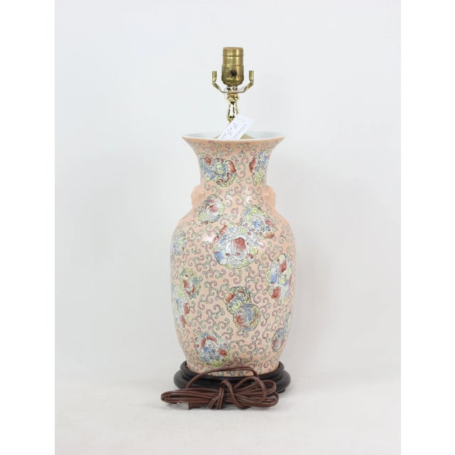 Vintage Chinese Blossoms Vase Lamp For Sale - Image 4 of 10