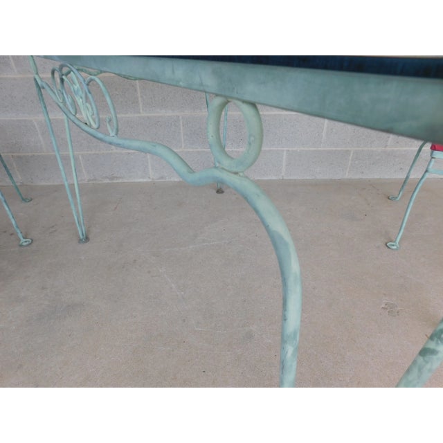 Green Vintage Woodard Style Wrought Iron Outdoor Dining Set For Sale - Image 8 of 18