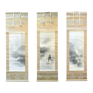 Rare Triptych Scroll Paintings by Watanabe Seitei Meiji Period