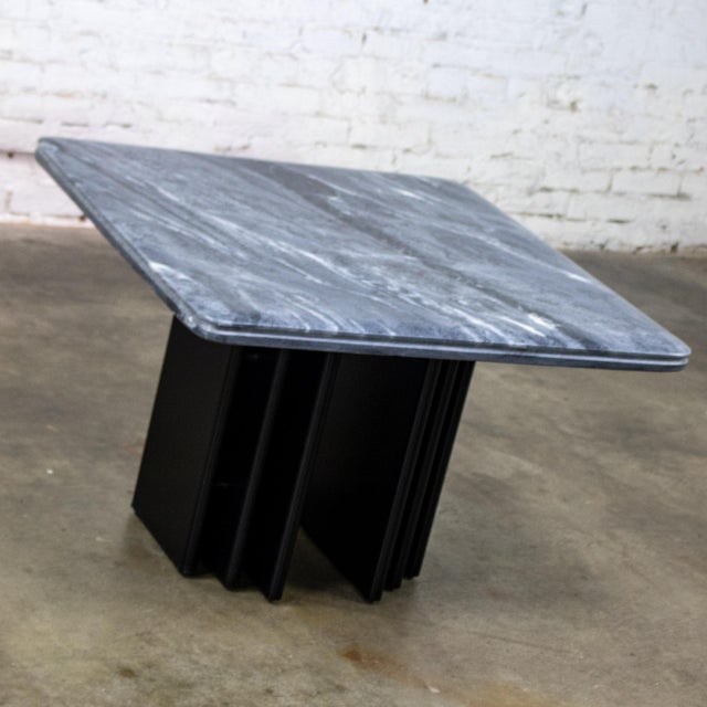 Late 20th Century Scandinavian Post Modern End or Side Table Marble Square Top by Bendixen Designs Made in Denmark For Sale - Image 9 of 18