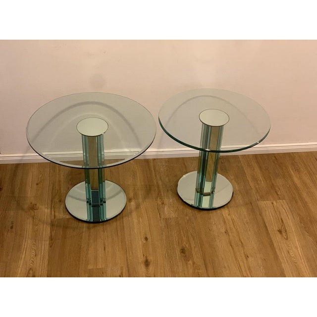 Glass Side Tables with Mirroring Glass by Luigi Massoni for Gallotti & Radice, Set of 2 For Sale - Image 3 of 14