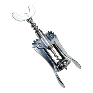 Vintage Italian Silverplate Cork Screw Bottle Opener For Sale