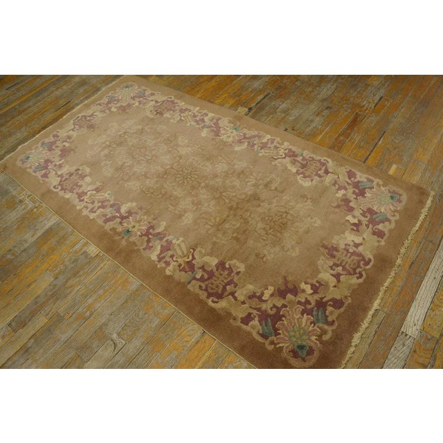 Art Deco A Beige Ground Color Wiht Exquisite Geometric Pattern Antique Chinese Art Deco Rug For Sale - Image 3 of 12