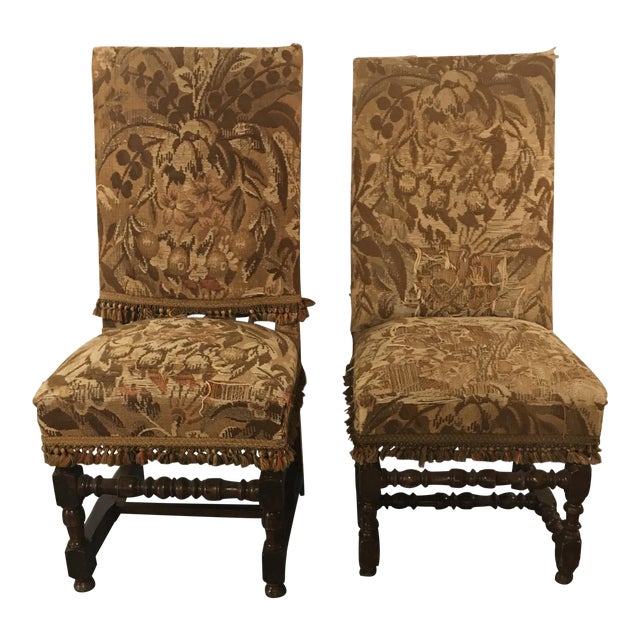 Antique Louis XVIII Period Side Chairs With 19th Century Upholstery - a Pair For Sale
