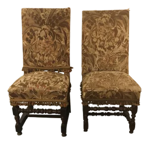 Antique Louis XVIII Period Side Chairs With 19th Century Upholstery - a Pair