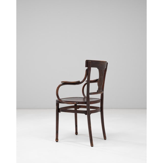 Mid-Century Modern 20th Century Austrian Bentwood Armchair With Lyre Back Detail For Sale - Image 3 of 18