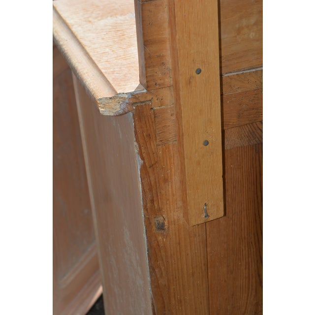 Vintage Pair Rustic Pine Wood Nightstands W/ Drawer / Cupboard & Back Splash For Sale - Image 18 of 18