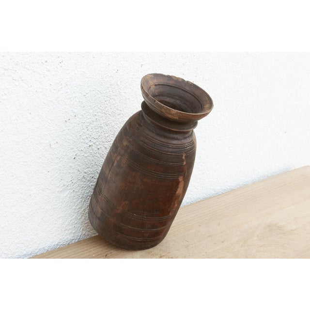 Antique Dark Wood Ghee Jar For Sale In Los Angeles - Image 6 of 7