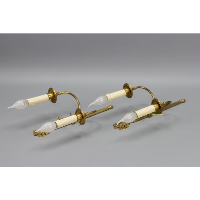 French Art Deco Brass Twin-Arm Sconces, 1930, Set of 2 For Sale - Image 12 of 18