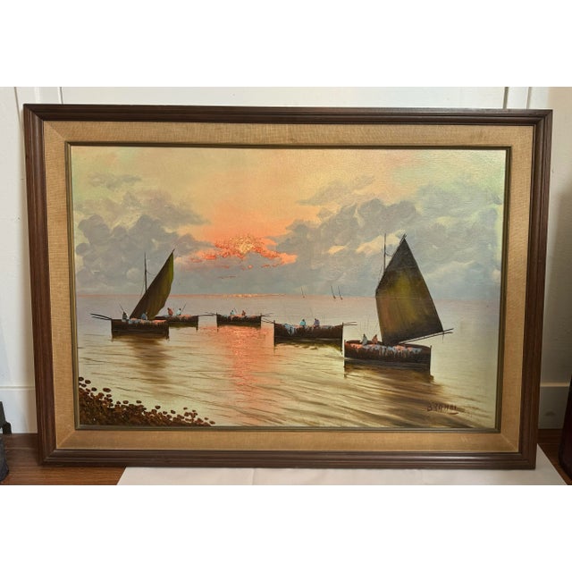 This listing is for a large Mid Century seascape painting. The painting is by Italian artist, Rosario Brandi. Brandi was...