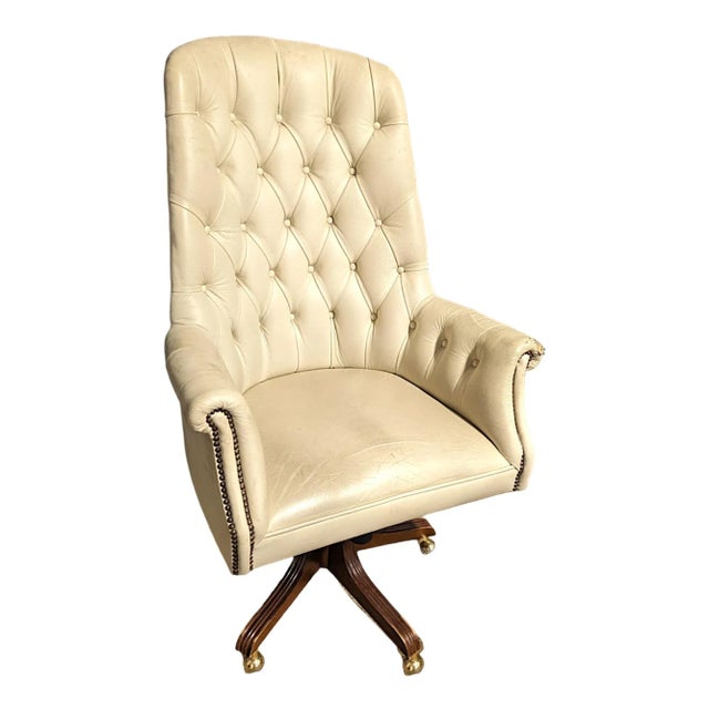 Cream White Capitated Armchair For Sale - Image 6 of 6