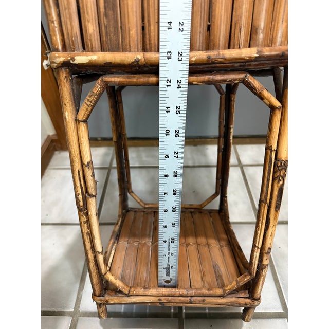 Vintage Bamboo Split Reed Plant Stand For Sale - Image 10 of 12