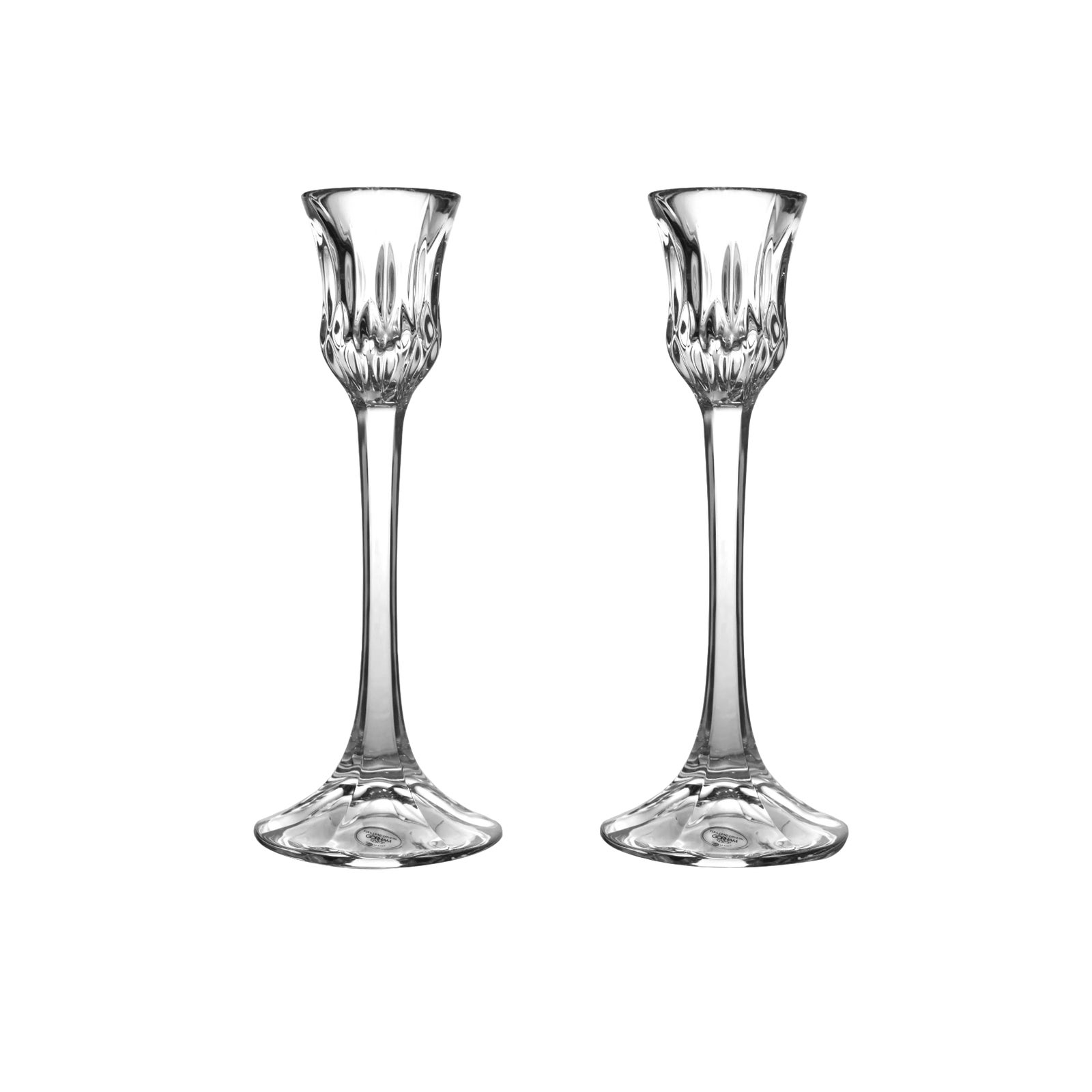 Tall Single Light Althea Cut Gorham Full Lead Crystal Candle Holders