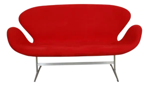 Swan Sofa in Red Alcantara Fabric by Arne Jacobsen, 2000s