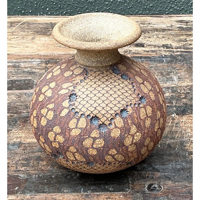 Vintage Original Studio Pottery Snakeskin Vase For Sale - Image 9 of 12