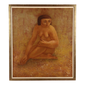 Flavio E. Cabral (American/Portuguese, 1916-1990) Seated Nude, Large-Scale Oil on Masonite