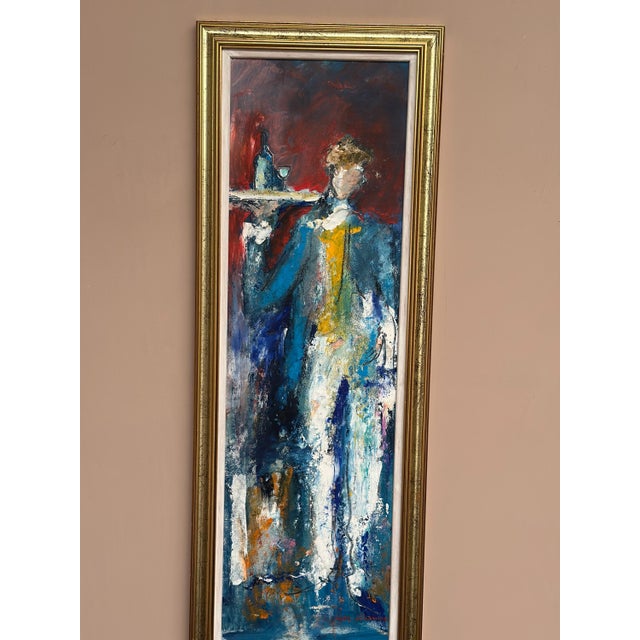 Karl Höglund, Waiter, 1960s, Oil Painting on Panel, Framed For Sale - Image 7 of 14