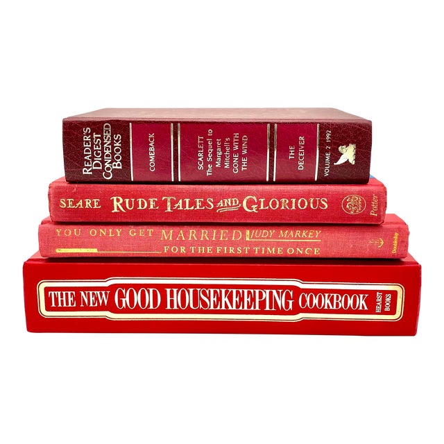 1950s to 1980s Red Retro Decorative Books Set of 4 Chairish
