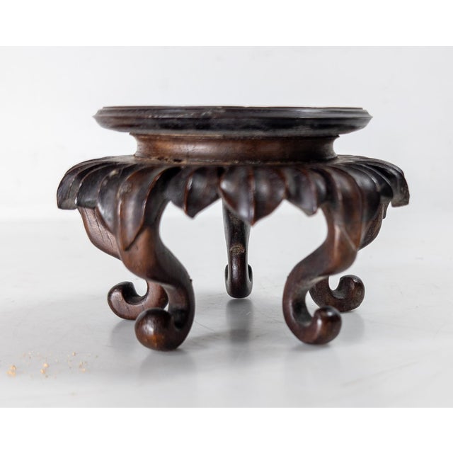 Chinese 20th Century Chinese Carved Lotus Form Display Stand Base For Sale - Image 3 of 8