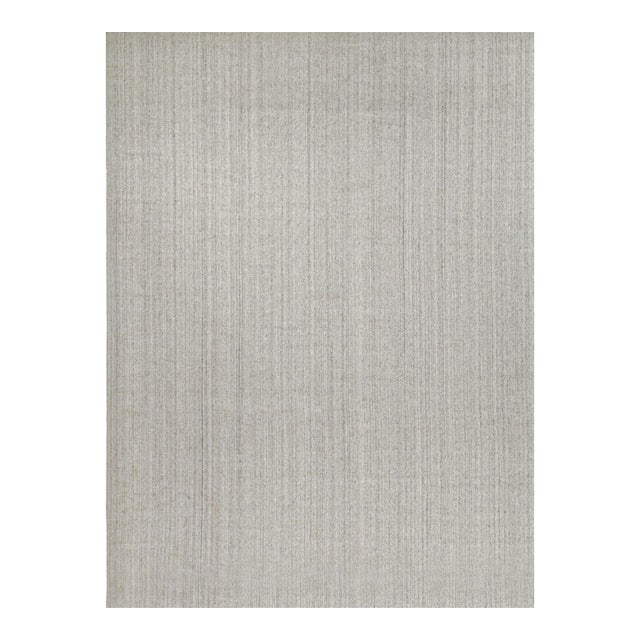 2010s Rug & Kilim’s Modern Rug in Solid Gray and Off-White Striae - 12x16 For Sale